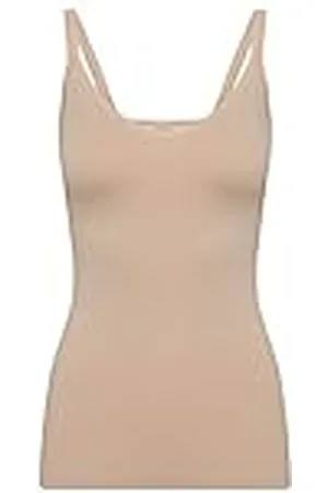 Part Two Dam Tank Top Thin Straps slim fit hip längd V-hals tröja topp, , S/M