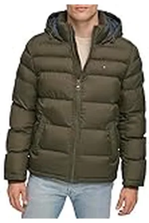 Tommy Hilfiger Hooded Puffer Jacket herr Down Alternative Outerwear Coat Hooded Puffer Jacket, , S