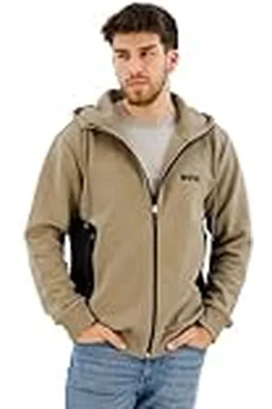 HUGO BOSS Saggy 1 huvtröja med dragkedja i bomullsblandning för män med präglad logotyp, , S