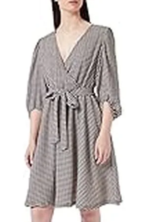 SELECTED Bestseller a/s Damer SLFIANA 3/4 kort klänning B NOOS klänning, svart/checks: sandshell, S