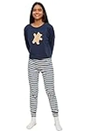 Trendyol Dam navy teddy björn tryckt stickad pyjamas pyjamas-set, , XL