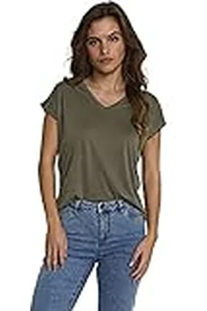 Kaffe Dam Basic T-shirt klassisk design med V-hals supermjuk dam, , XS