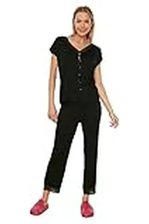 Trendyol Dam spets detailed viskos stickad pyjamasset, , M