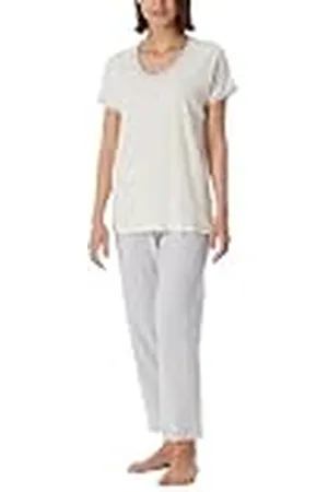 Schiesser Dampyjamas 7/8 lång bomull modal mix-nattkläder pyjamasset, creme_181241, 38, , 38