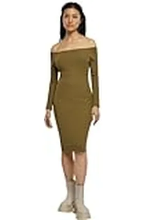 Urban classics Dam Dam Off Shoulder Långärmad Rib Klänning, , XL