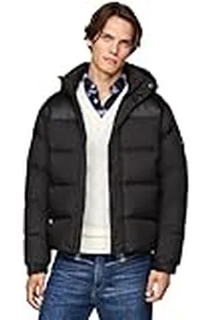 Tommy Hilfiger Herr MIX DOWN HOODED PUFFER JACKA MW0MW36569, pufferjacka, svart, XXXL, , 3XL stor