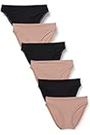 Amazon Kvinnors högt skurna underkläder (finns i plusstorlek), paket med 6, svart/dammad pärla, 3X