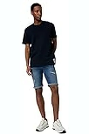 Koton Herr ribbade jeansshorts vikt ben detaljerad knapp