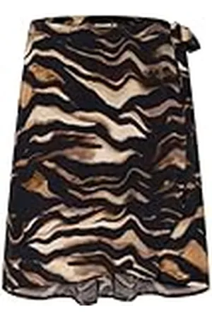 Kaffe Plus storlek dam wrap kjol knälängd A-linje passform elastisk midja, , 48 stor