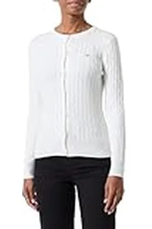 GANT Stretch bomull cable cardigan, , S