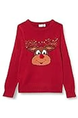 NAME IT Unisex NKNRICHRISTMAS LS stickad tröja, Jester Red, 122/128