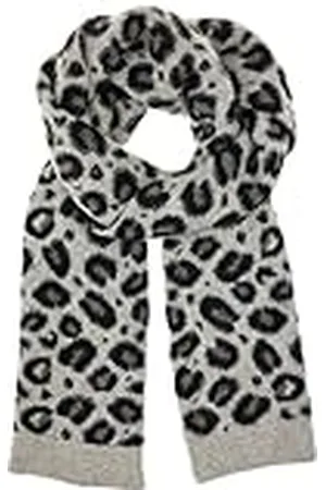 Kaffe Kvinnors halsduk stickad åtkomst bred och lång leopardtryck, , One Size