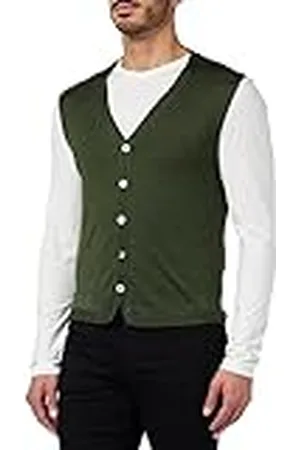 Hackett Herr GMD Merino Silk SL CDI cardigan tröja, brun (kaki), L, , L