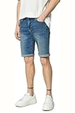 Koton Bermuda för män, vikta ben, bomull, ficka, detaljerade shorts, Mid Indigo (740), 36 SE
