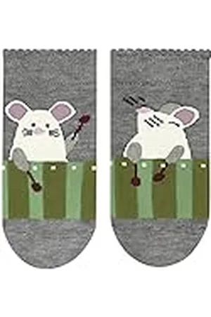 Falke Unisex Baby Music Mice hållbar bomull med mönster 1 par strumpor, grå (Light Grey 3400), 80–92