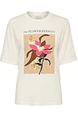 Kaffe Dam T-shirt grafisk T-shirt kortärmad Crew Neck avslappnad passform tröja topp dam, , M