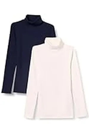 Amazon Dam slim-fit lager långärmad stickad ribbad polotröja topp (finns i plusstorlek), paket med 2, , X-Small