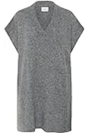 Kaffe Damponcho stickad lös passform V-hals mellanhög längd korta ärmar dam, , M