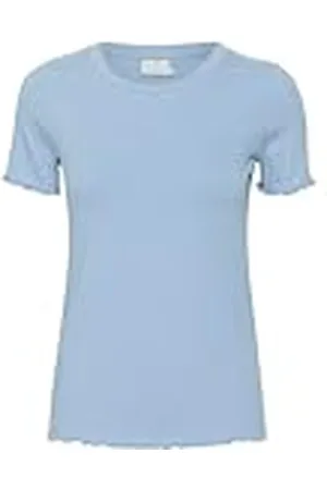 Kaffe Dam T-shirt Rib Jersey shorts ärmar smal passform Crew Neck Hip Length, , XL