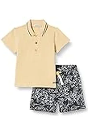IKKS JUNIOR Baby – flickor ensemble polo Jaune Et Short En Maille À Motif Fleurs Xu37011.15 kombi lång, , 68 cm