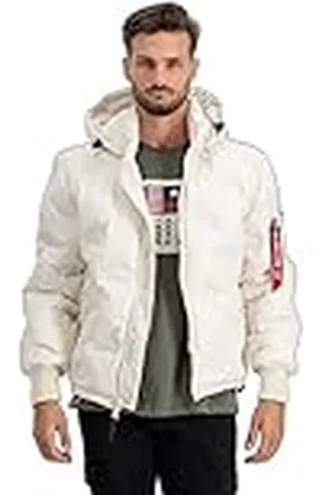 Alpha Industries Puffer-vinterjacka med huva och logotyp för män