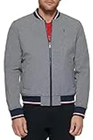 Tommy Hilfiger Lätt Varsity Rib stickad bomberjacka för män, , XXL