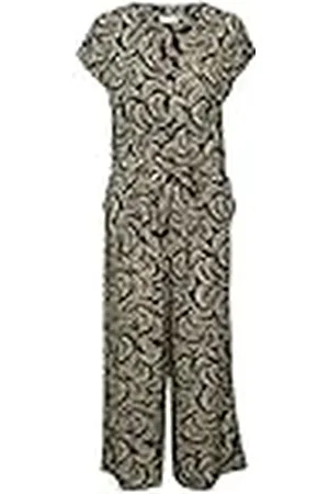 Kaffe Kvinnors Jumpsuit Cropped Length Shorts Sleeves midja bälte V-hals fickor dam, , 42