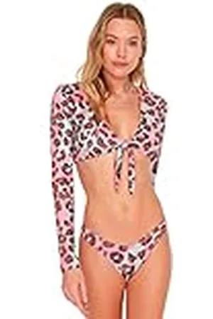 Trendyol Kvinnors leopard mönstrad V-snitt sex bikiniunderdelar, , 44