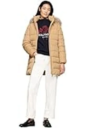 Tommy Hilfiger Dam arv dun tyra kappa med päls WW0WW43234, pufferrock, khaki, XS, , XS