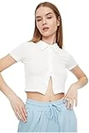Trendyol Kvinnors polokrage piping stickad blus, S