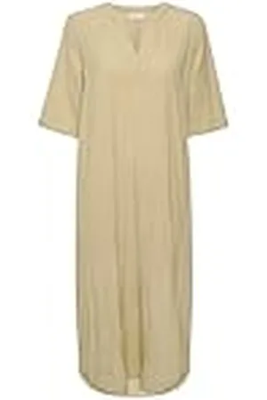 Kaffe Kvinnors kaftan klänning maxilängd lös passform halv ärm V-notch neck, , 44