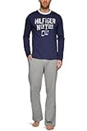 Tommy Hilfiger Herrpyjamas Terry Print Pyjamas-set/2S87901485, Blå (409 Peacoat/Grey Heather), 54