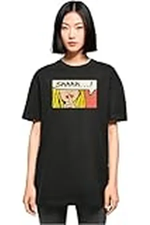 Merchcode Dam-t-shirt dam tyst skylt komisk pojkvän te, överdimensionerad passform, bomull 100 percent, S, , S
