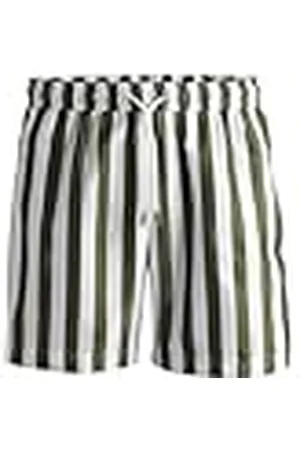 HUGO BOSS Herr Teo snabbtorkande badshorts med ränder och handskrivna logotyper för män, , L