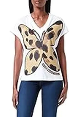 Moschino Dam T-shirt djur fjäril tryck, , 42 SE