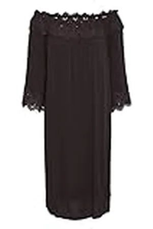 Cream Kvinnors kräm Off-Shoulder klänning broidery knä-längd avslappnad, , 42