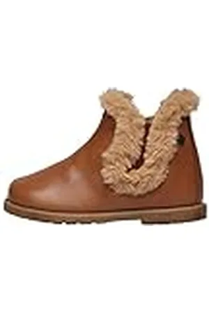 Falcotto WINTER WOOD FUR-ankelstövlar i läder med pälsdetalj, Cognac, 26 EU