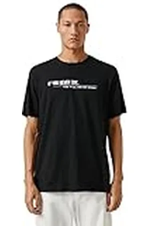 Koton Basic T-shirt för män slogan tryckt rund hals kortärmad, , S