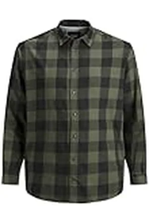 JACK & JONES Rutig skjorta för män, smal passform, rutig skjorta, , XXL plus size