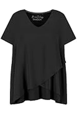 Samoon Damblus skjorta med chiffonglager kortärmad t-shirt kortärmad rund hals blusskjorta enfärgad, , 54 SE
