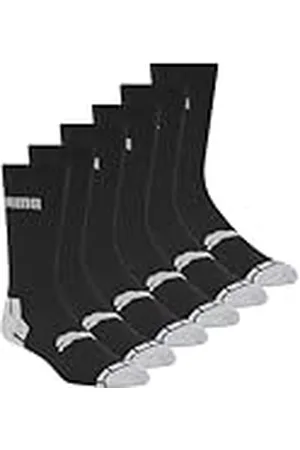 PUMA Mens Men s 6 Pack Crew Socks, Black/Grey, 10 13 US
