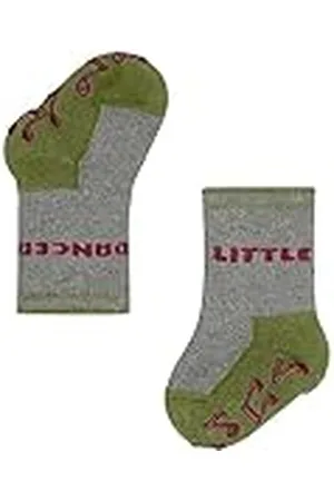 Falke Unisex Baby Little Dancer hållbar bomull med mönster och halkfria noppor, 1 par strumpor, grå (Light Grey 3400), 62–68