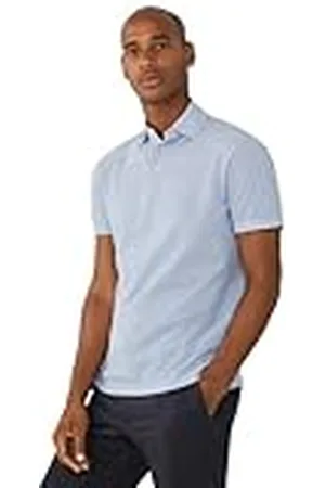 Hackett Herr linne dragsko kort polo, blå (Chambray Blue), S, , S