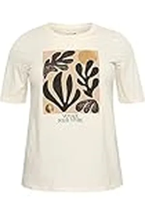 Kaffe Plus-size dam T-shirt kortärmad grafisk tryckt T-shirt, , XL Stor