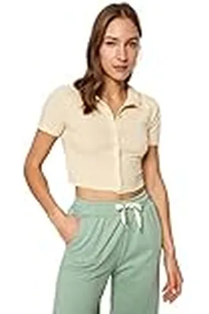 Trendyol Kvinnor myskläder normal basic skjorta krage vävd blus, , XS