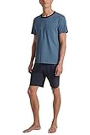 Calida Relax Essentials kort pyjamas för män, tillverkade av 100% ekologisk bomull, byxor med tygtäckt elastiskt midjeband, , 58-60