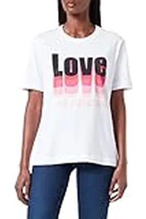 Moschino Dam med maxi spets hjärta och logotyp tryck t-shirt, , 46