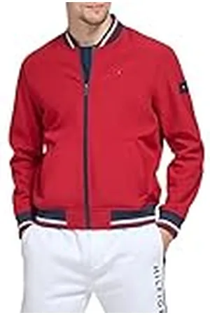 Tommy Hilfiger Herr lätt Varsity ribbstickad bomberjacka skal jacka, , XL