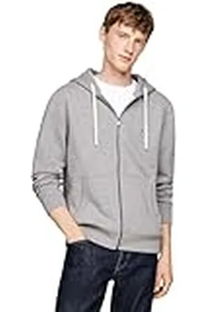 Tommy Hilfiger Herr ESSENTIAL FLEECE ZIP GENOM MW0MW37234, blixtlås genom tröja, grå, XXXL, , 3XL stor