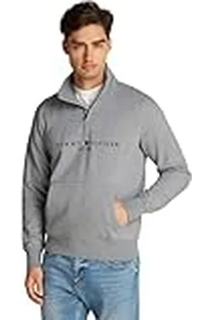 Tommy Hilfiger TOMMY LOGO MOCKNECK MW0MW20954, halv dragkedja tröja, grå, XS, , XS